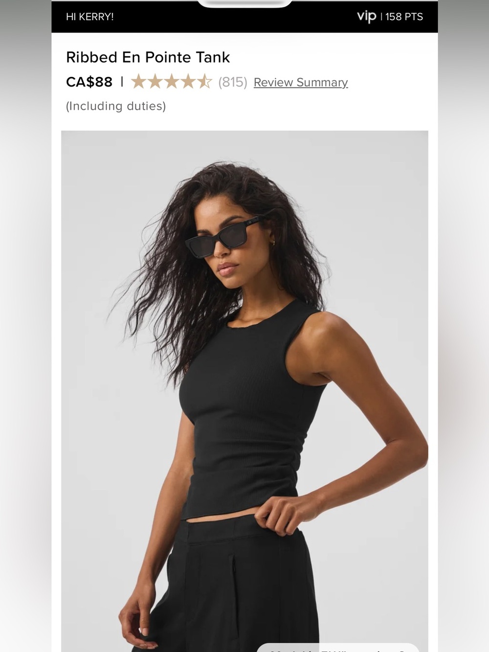 ALO Yoga Ribbed Tank Top - Black